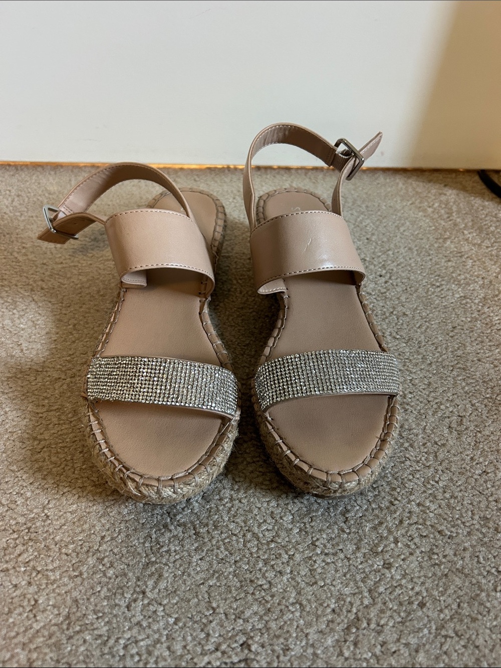 Steve Madden tan jeweled wedge sandals